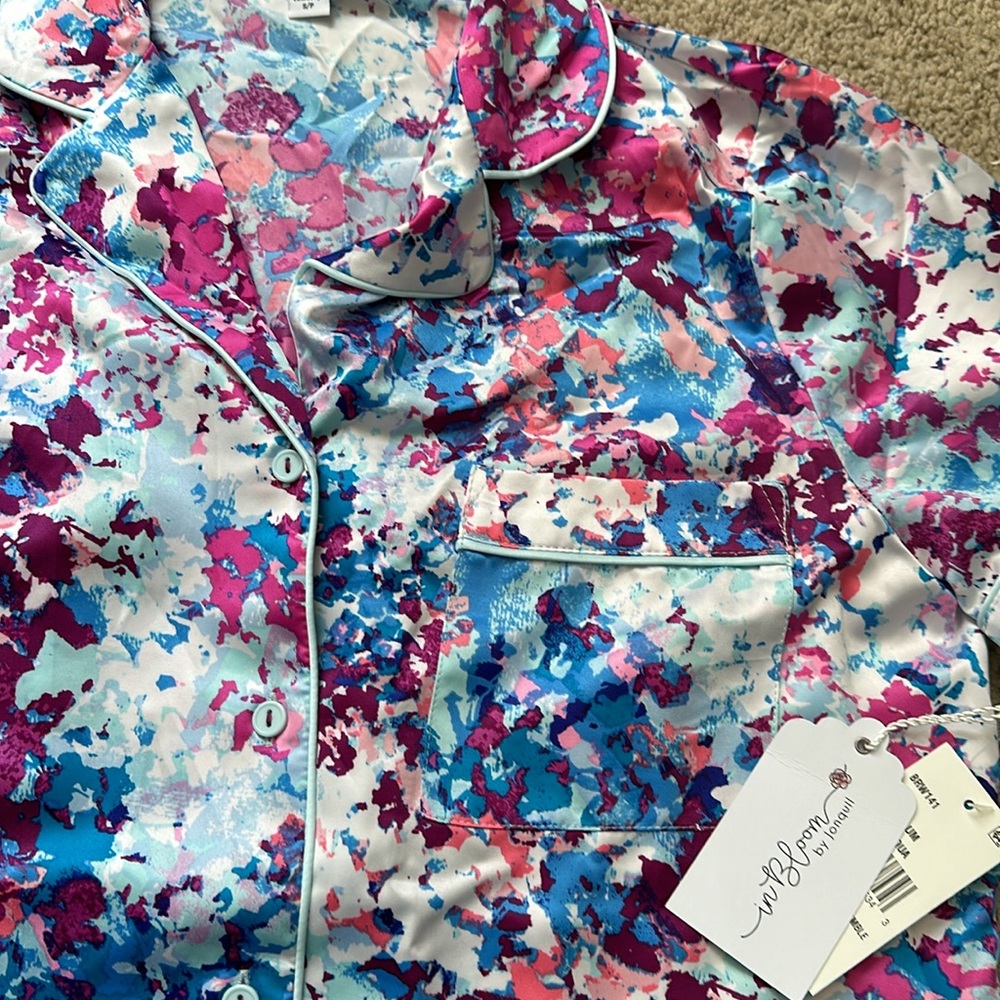In Bloom by Jonquil Silk Floral Pajama Set - Size Small - Picture 7 of 9